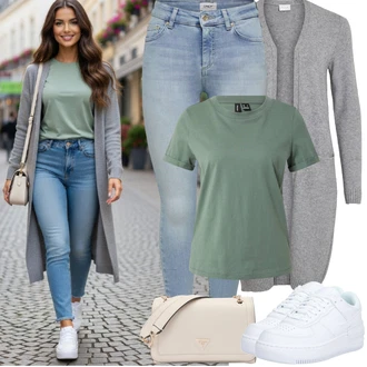 Rave Outfit s Bílá/Modrá Teniska Skate Bota/Nízká Teniska/Teniska na platformě/Kožené Tenisky Nike Sportswear "Jarní Outfit"Look: Bar, Koncert, Biřmování, Rave, Škola