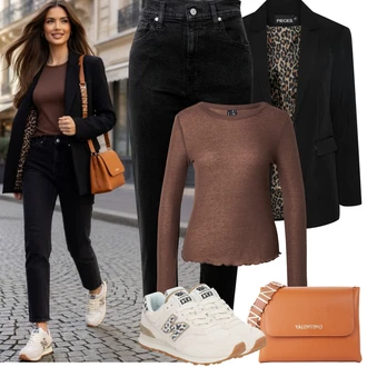 90tá léta Outfit s Černá Dad Džíny/Zužující se Džíny/Girlfriend Džíny/Plisované Džíny/High Waist Džínové Kalhoty/Zkrácené Džíny/Džíny s Rozparkem levi's ® "Jarní Outfit"Look: Styl, Mom, 90tá léta, Cool, Krásný, Old Money, Venkovní