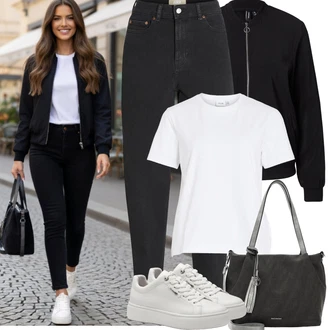 Nevěsta Outfit s Šedá/Krémová/Bílá/Stříbrný Teniska na platformě/Nízká Teniska/Kožené Tenisky/Úzká Teniska Tamaris "Jarní Outfit"