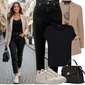 Výstřih do V Outfit s Černá/Tmavě modrá Košile Carmen/Tričko s vodopádovým výstřihem/Krátký top/Zavinovací Tričko/Košilový top/Tričko s krátkým rukávem/Tričko/Jednoduchý top/Tričko nadměrné velikosti Only "Jarní Outfit"