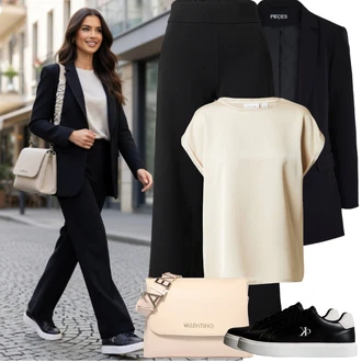 Výstřih do V Outfit s Béžová/Khaki/Zlatý/Bílá/Hnědá Halenek top/Tričko s vodopádovým výstřihem/Top Na Party/Krátký top/Tričko s krátkým rukávem/Jednoduchý top/Tričko nadměrné velikosti/Košilový top Vila "Jarní Outfit"