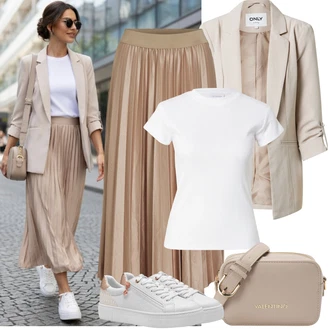 Outfity pro jaro Lehké s Khaki/Béžová/Hnědá/Bílá Only "Jarní Outfit"