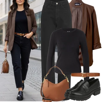 Outfit s Černá Mokasín/Trotteur/Nízká bota na podpatku About You "Jarní Outfit"