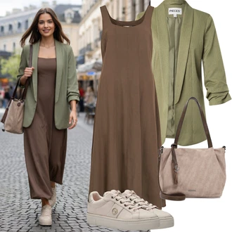 Outfit s Béžová/Hnědá Bota Kožené tenisky/Nízká Teniska/Teniska na platformě/Skate Bota/Úzká teniska Tamaris "Jarní Outfit" Outfit s Béžová/Hnědá Bota Kožené tenisky/Nízká Teniska/Teniska na platformě/Skate Bota/Úzká teniska Tamaris "Jarní Outfit"