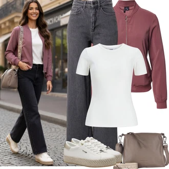 Outfit s Fialová/Červená/Růžová VERO MODA "Jarní Outfit"