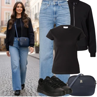 90tá léta, Styl Outfit s Světle modrá Zvonové Džíny/Džín s Širokou Nohavicí/Vintage džíny/Pánské tričko/Dad Džíny/Dámské Džíny s Délkou 7/8/Džíny Culottes/Džíny Volného Střihu/Džíny s Rozparkem/Zkrácené Džíny Only "Jarní Outfit"Look: Styl, 90tá léta, Bad Taste, Klasické, Cool, Old Money, 70tá léta