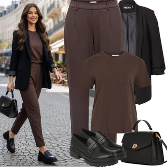 Outfit s Černá Mokasín/Trotteur/Nízká bota na podpatku About You "Jarní Outfit"