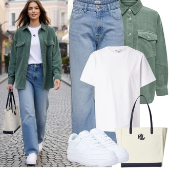 Rave Outfit s Bílá/Modrá Teniska Skate Bota/Nízká Teniska/Teniska na platformě/Kožené Tenisky Nike Sportswear "Jarní Outfit"Look: Bar, Koncert, Biřmování, Rave, Škola