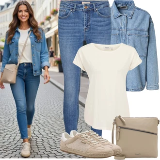 Outfity pro baculky s Modrá/Světle modrá Džínové Legíny/Jeggings/Skinny Kalhoty VERO MODA "Jarní Outfit"