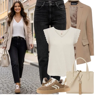 Outfit s Krémová/Béžová/Bílá/Hnědá/Khaki Tričko & Top Móda Pro Plnoštíhlé/Halenka a Tunika Tunika/Halenka Móda Pro Plnoštíhlou Only "Jarní Outfit" Outfit s Krémová/Béžová/Bílá/Hnědá/Khaki Tričko & Top Móda Pro Plnoštíhlé/Halenka a Tunika Tunika/Halenka Móda Pro Plnoštíhlou Only "Jarní Outfit"
