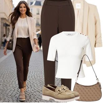 60. narozeniny Host Outfit s Béžová/Khaki Pieces "Jarní Outfit"Look: Bar, Matriční Úřad, 60. narozeniny, Škola, Koncert, Den na pláži, 50. narozeniny, Den matek, Zvláštní příležitosti, Narozeniny