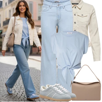 Krátké Velikosti Outfit s Světle modrá/Modrá Zkrácený Top/Top Na Party/Košilový top/Krátký top/Zavinovací Tričko Edited "Jarní Outfit"