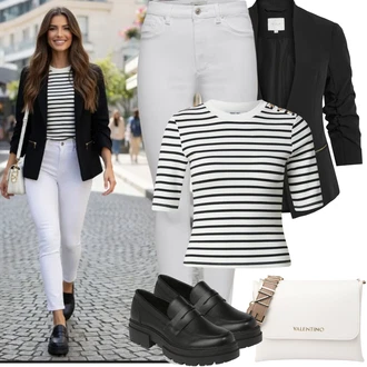 Outfit s Černá Kožená Pánská Bund/Smokingové sako/Elegantní Sako/Krátké Sako/Neformální Sako/Blůzové Sako/Boyfriend Sako/Kožená bunda pro muže/Blejzrové Bund Vila "Jarní Outfit"