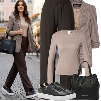 Outfit s Černá/Béžová Teniska se Třpytkami/Úzká Teniska/Kožené Tenisky/Teniska s dírkovaným vzorem/Nízká Teniska/Tenisky s Bočním Zipem/Teniska na platformě Tamaris "Jarní Outfit"