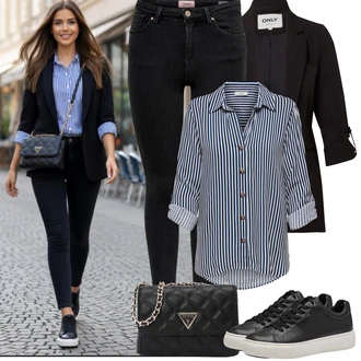 Outfit s Černá Blůzové Sako/Dlouhý Sako/Neformální Sako/Cargo Sako/Smokingové sako/Oversize Sako/Krátké Sako/Boyfriend Sako/Blejzrové Bund/Kožená Pánská Bund/Kožená bunda pro muže Only "Jarní Outfit"