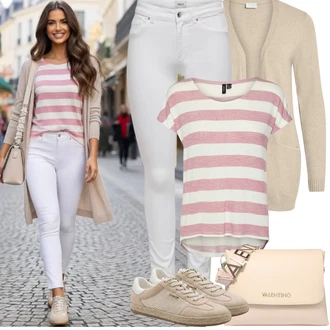 Outfity na podzim Krásný s Bílá/Krémová Kožená bunda/Džíny s Rozparkem/Džíny s Nízkým Sedem/Džín s Nízkým Pasem/Kožené Boty/Push up Džín/Motorkářské Džíny/Termální Džíny/Slim Fit Džíny Only "Jarní Outfit"Look: Styl, Cool, Krásný, Venkovní, Bezešvé