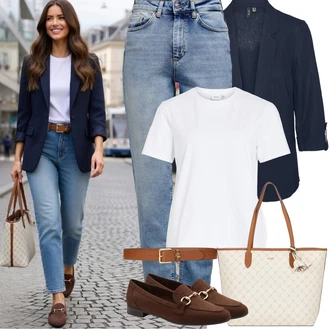 90tá léta Outfit s Světle modrá/Modrá Zužující se Džíny/Girlfriend Džíny/Boyfriend Džínové kalhoty/Vintage džíny/High Waist Džínové Kalhoty/Zimní bunda/Mom Jean/Dad Džíny/Džíny s Rozparkem/Kožená Pánská Bund Only "Jarní Outfit"Look: Styl, 90tá léta, Klasické, Cool, Krásný, Vintage