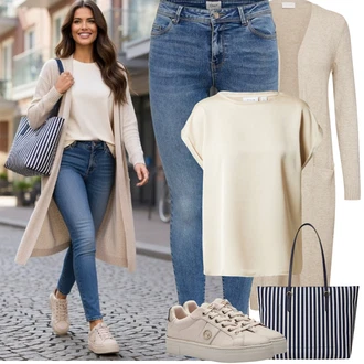 Výstřih do V Outfit s Béžová/Khaki/Zlatý/Bílá/Hnědá Halenek top/Tričko s vodopádovým výstřihem/Top Na Party/Krátký top/Košilový top/Tričko s krátkým rukávem/Jednoduchý top/Tričko nadměrné velikosti Vila "Jarní Outfit"