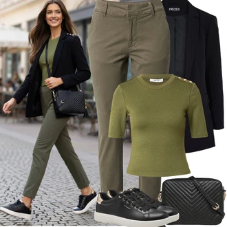 Hunting Outfit s Khaki Twillová Kalhoty/Úzká Kalhoty Kaffe "Jarní Outfit"Look: Golf, Na Procházku, Volný čas, Hunting
