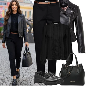 Outfit s Černá Chinos/Bengaline Kalhoty/Obleková Kalhoty/Kalhoty Slim & Skinny Úzká Kalhoty/Navlékací Kalhoty/Business Kalhoty B.young "Jarní Outfit"