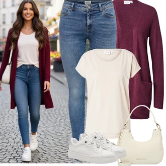 Outfit s Modrá/Světle modrá/Tmavě modrá Kožená bunda/Zimní bunda/Push up Džín/Navlékací džíny/Džín s Nízkým Pasem/Kožené Boty/Kotníková Bota/Džíny s Nízkým Sedem Only "Jarní Outfit"