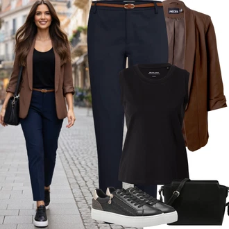 Výstřih do V Outfit s Černá Muskulární Tričko/Jednoduchý top/Halenka Bez Rukávů/Tričko s grafikou/Sportovní top Opus "Jarní Outfit"