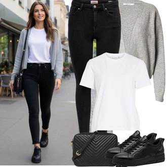 Outfit s Černá/Tmavě modrá Džínové Legíny/Jeggings/Push up Kalhoty/Kalhoty Slim & Skinny Skinny Kalhoty Only "Jarní Outfit"