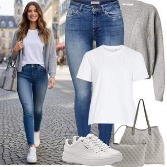 Outfit s Tmavě modrá/Světle modrá/Modrá Kožená bunda/Kožené Boty/Džíny s Nízkým Sedem/Džín s Nízkým Pasem/Push up Džín/Slim Fit Džíny/Navlékací džíny/High Waist Džínové Kalhoty/Zimní bunda/Džíny s Rozparkem/Kotníková Bota Only "Jarní Outfit"
