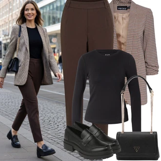 Outfit s Černá Mokasín/Trotteur/Nízká bota na podpatku About You "Jarní Outfit"