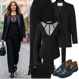 Černá Dlouhá Vlněná Saka Outfity image