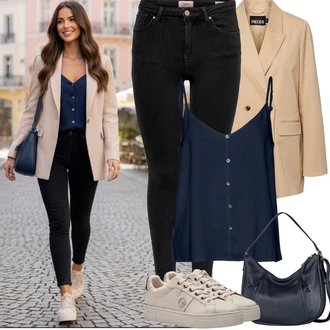 Outfit s Béžová/Hnědá Bota Kožené tenisky/Nízká Teniska/Teniska na platformě/Skate Bota/Úzká teniska Tamaris "Jarní Outfit" Outfit s Béžová/Hnědá Bota Kožené tenisky/Nízká Teniska/Teniska na platformě/Skate Bota/Úzká teniska Tamaris "Jarní Outfit"