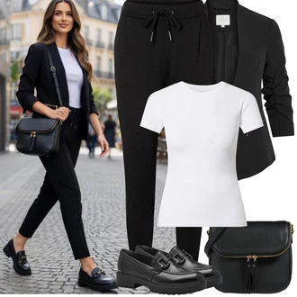 Outfit s Černá Kožená Pánská Bund/Smokingové sako/Elegantní Sako/Krátké Sako/Neformální Sako/Blůzové Sako/Boyfriend Sako/Kožená bunda pro muže/Blejzrové Bund Vila "Jarní Outfit"