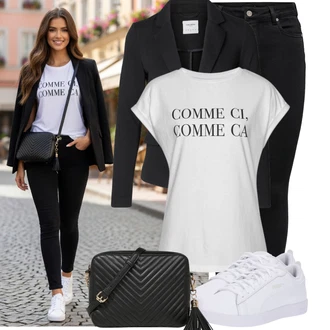 Outfity z džínu Chytrý příležitostný s Krémová/Bílá Úzká teniska/Kožené tenisky/Nízká Teniska Puma "Hezký outfit pro volný čas"Look: Bad Taste, Ležérní, Hip Hop, Skater, Chytrý příležitostný, Sportovní, Unisex