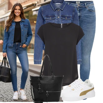 Outfit s Černá Halenka a Tunika/Tričko & Top Móda Pro Plnoštíhlé/Halenka Móda Pro Plnoštíhlou Only "Hezký outfit pro volný čas"