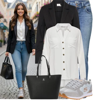 Outfit s Šedá Skechers "Módní outfit pro volný čas"