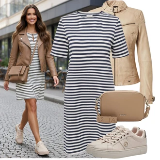 Outfit s Béžová/Hnědá Bota Teniska na platformě/Skate Bota/Úzká teniska/Kožené tenisky/Nízká Teniska Tamaris "Módní outfit pro volný čas" Outfit s Béžová/Hnědá Bota Teniska na platformě/Skate Bota/Úzká teniska/Kožené tenisky/Nízká Teniska Tamaris "Módní outfit pro volný čas"