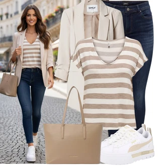 Outfity z džínu Chytrý příležitostný s Bílá/Šedá/Béžová Nízká Teniska/Teniska na platformě Puma "Módní outfit pro volný čas"Look: Estetika, Ležérní, Extravagantní, Hip Hop, Venkovní, Skater, Chytrý příležitostný, Sportovní, Steampunk, Unisex