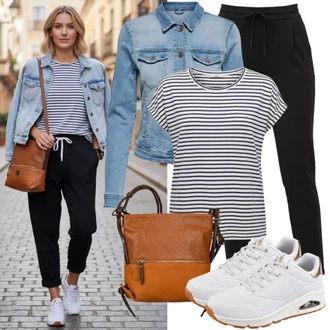 Výstřih do V Outfit s Bílá/Krémová/Šedá Jednoduchý top/Dlouhá košile/Dlouhý top Only "Perfektní pro volný čas"