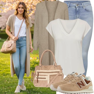 Výstřih do V Outfit s Bílá Tričko nadměrné velikosti Nike Sportswear "Perfektní pro volný čas"