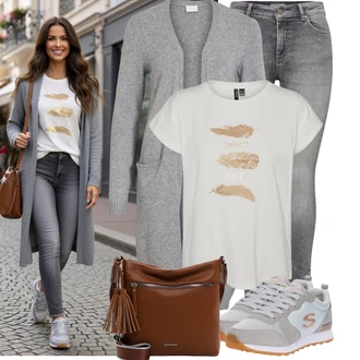 Outfit s Šedá Skechers "Skvělý pro volný čas"