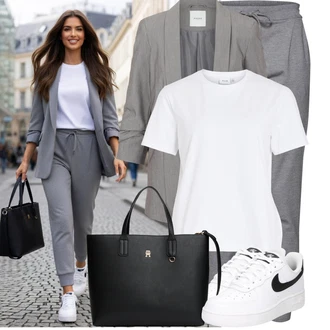 Melír Outfit s Šedá/Světle šedá Pieces "Skvělý pro volný čas"