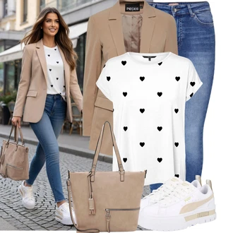 Outfit s Bílá/Šedá/Béžová Bota Nízká Teniska/Teniska na platformě Puma "Skvělý pro volný čas" Outfit s Bílá/Šedá/Béžová Bota Nízká Teniska/Teniska na platformě Puma "Skvělý pro volný čas"