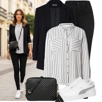 Outfit s Černá Legíny s Vysokým Pasem/Jeggings/Legíny s Rozparkem/Tregíny/Džínové Legíny/Kalhoty Slim & Skinny Skinny Kalhoty VERO MODA "Skvělý vzhled pro volný čas"