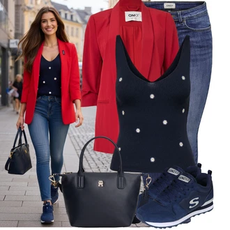 Outfit s Modrá/Tmavě modrá/Světle modrá Teniska teddy/Letní tenisky/Teniska se zapínáním na suchý zip/Úzká teniska/Nízká Teniska/Vintage teniska Skechers "Skvělý vzhled pro volný čas"