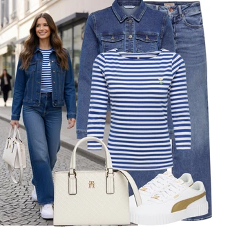 Outfit s Modrá/Světle modrá Zvonová Kalhoty/Kalhoty Bootcut/Boyfriend Kalhoty/Lacláč/Kalhoty s Vysokým Pasem/Kalhoty se Štěrbinou/Kalhoty s dírou/Široká Kalhoty Only "Skvělý vzhled pro volný čas"