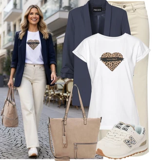 60. narozeniny Host Outfit s Modrá/Tmavě modrá Nezařazené Pieces "Skvělý vzhled pro volný čas"Look: Bar, Firemní večírek, Zvláštní příležitosti, Škola, 60. narozeniny, Den matek, Koncert, 40. narozeniny, Narozeniny