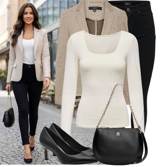 Výstřih do V Outfit s Světle šedá/Šedá/Béžová/Stříbrný/Khaki/Hnědá Jednoduchý top/Sportovní top/Košile s dlouhým rukávem/Dlouhá košile/Košilový top Only "Pouliční styl oblečení"