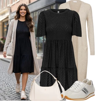 Outfity na podzim S křivkami s Béžová/Hnědá/Khaki Pletenina veľkej veľkosti Vila "Stylové kombinace pro volný čas"