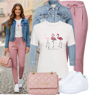 Outfit s Růžová/Fialová VERO MODA "Stylové kombinace pro volný čas"