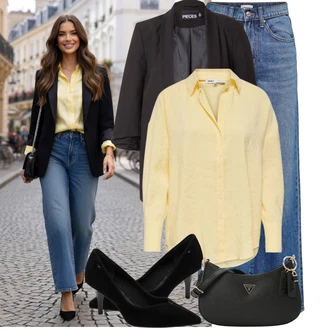 90tá léta Outfit s Světle modrá/Modrá Džíny Volného Střihu/High Waist Džínové Kalhoty/Džíny s Rozparkem/Zvonové Džíny/Džíny Culottes/Vintage džíny Only "Stylové kombinace pro volný čas"Look: Styl, 70tá léta, 90tá léta, Bad Taste, Klasické, Cool, Retro, Vintage, Old Money